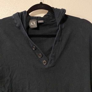 Armani exchange hooded long sleeve button sweater